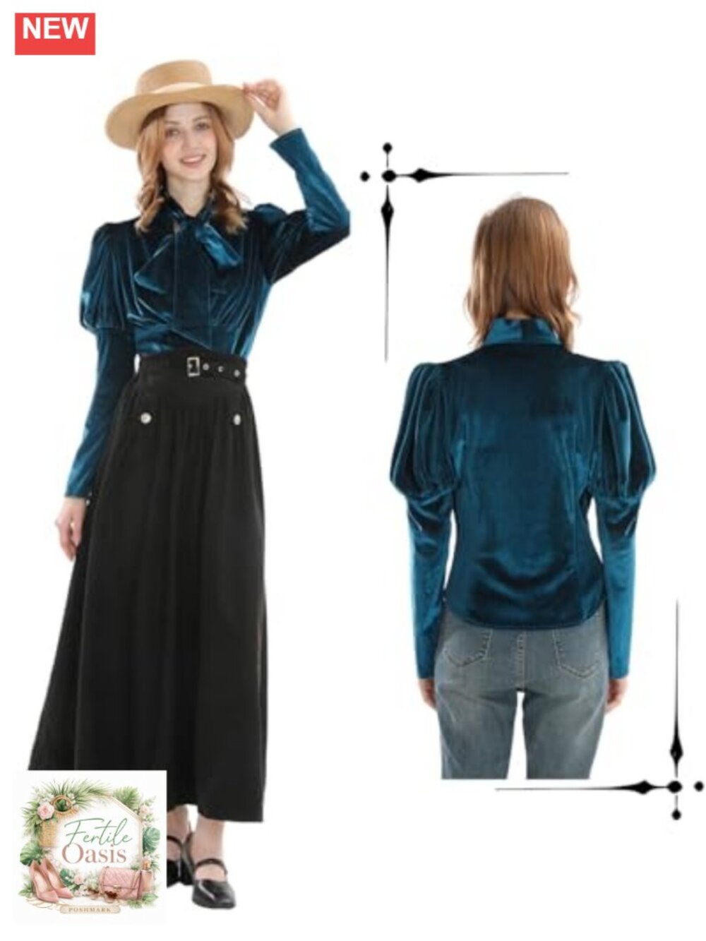 Velvet Victorian Blouse Lace Up Corset Top Long Sleeve Renaissance Shirt - Picture 3 of 5